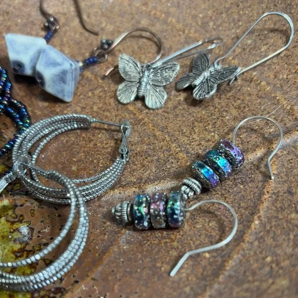 Elegant Silver and Blue Beaded Earrings Bundle - Picture 2 of 9